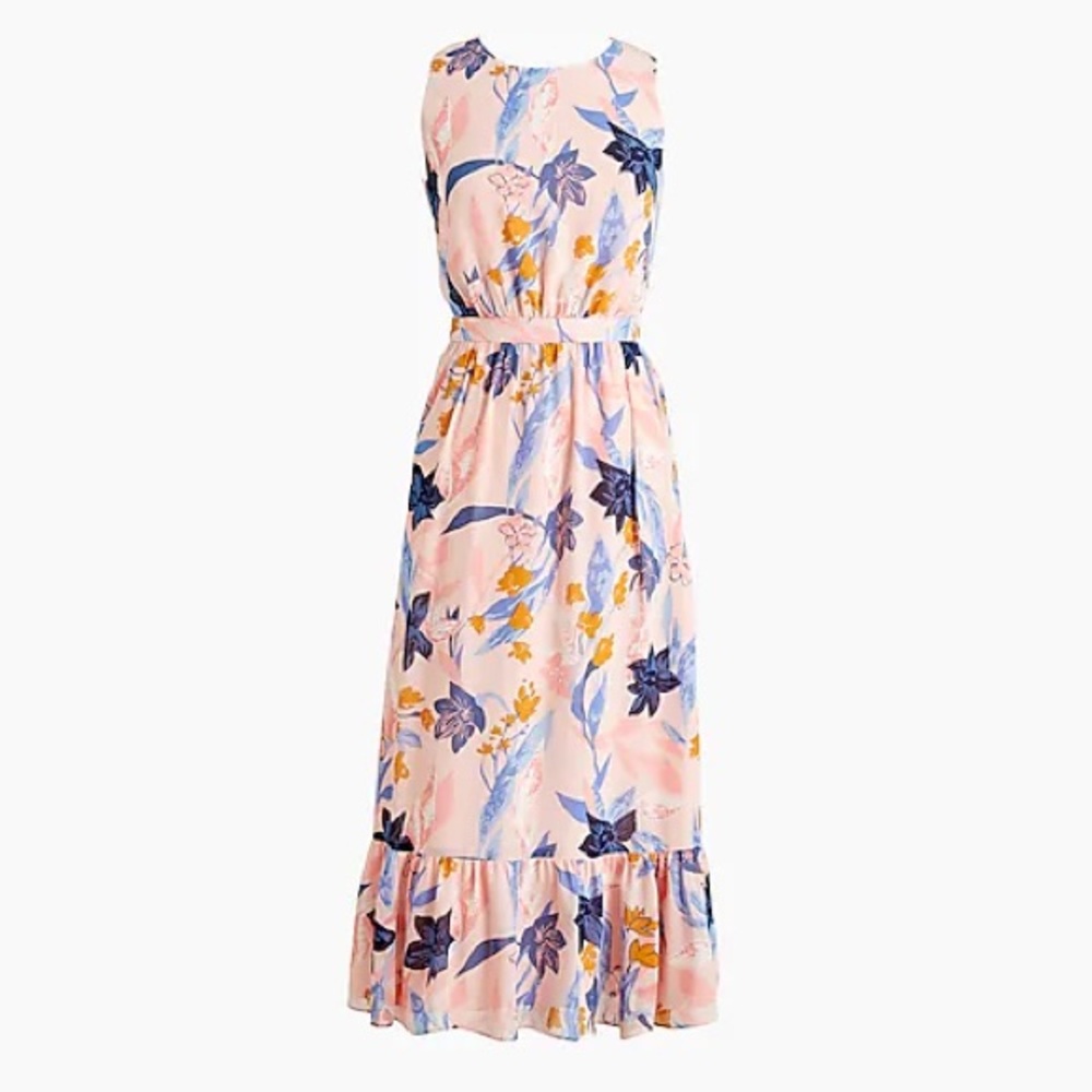 J. Crew Crinkle Tiered Midi Dress
